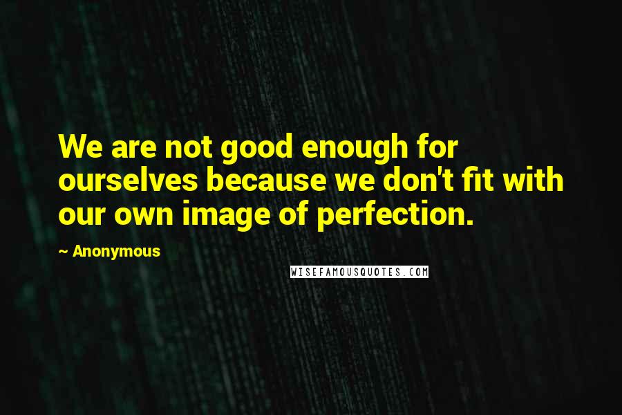 Anonymous Quotes: We are not good enough for ourselves because we don't fit with our own image of perfection.