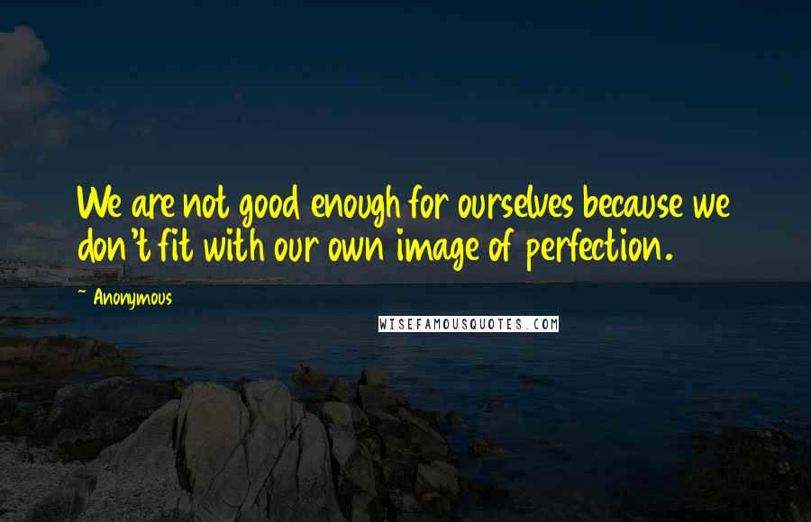 Anonymous Quotes: We are not good enough for ourselves because we don't fit with our own image of perfection.