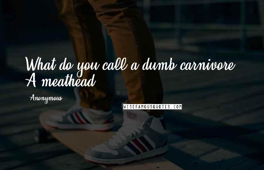 Anonymous Quotes: What do you call a dumb carnivore? A meathead.