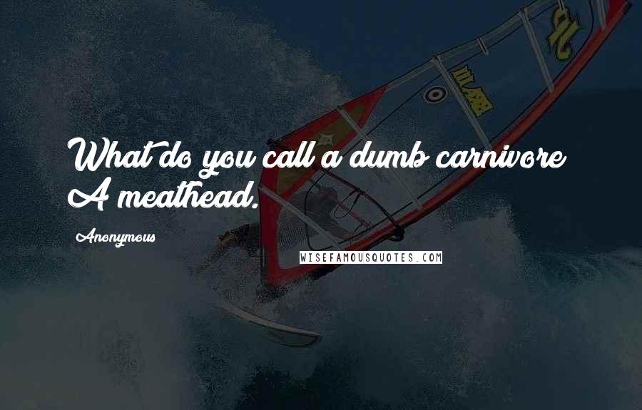 Anonymous Quotes: What do you call a dumb carnivore? A meathead.