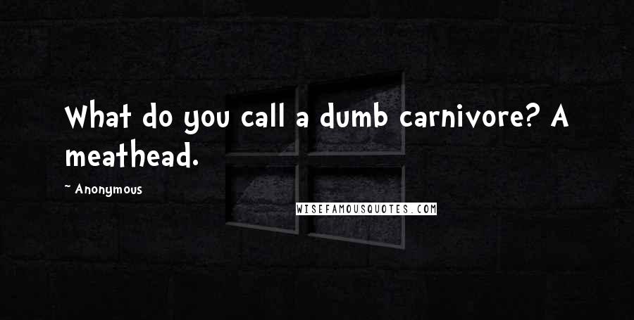 Anonymous Quotes: What do you call a dumb carnivore? A meathead.
