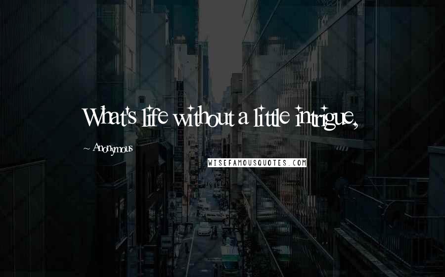 Anonymous Quotes: What's life without a little intrigue,