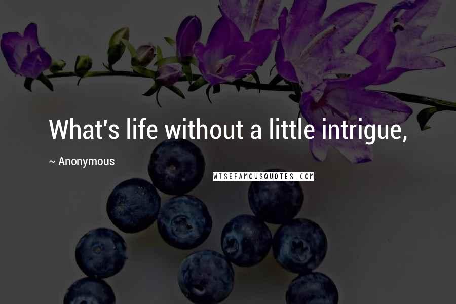 Anonymous Quotes: What's life without a little intrigue,