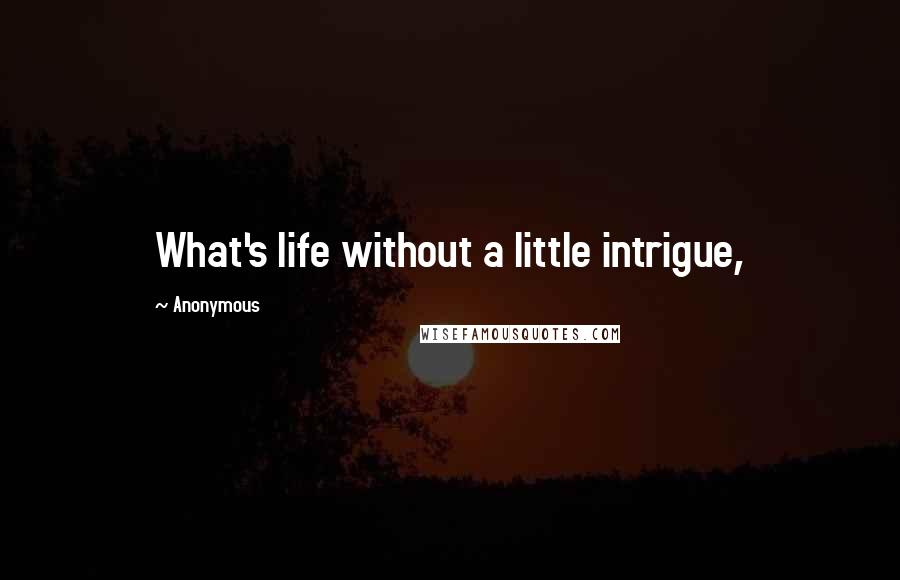 Anonymous Quotes: What's life without a little intrigue,