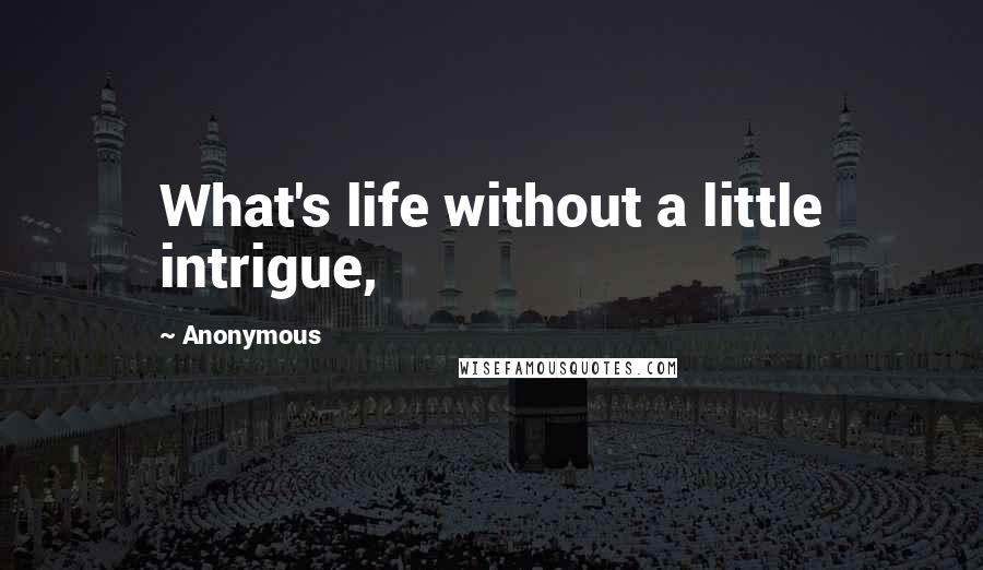 Anonymous Quotes: What's life without a little intrigue,