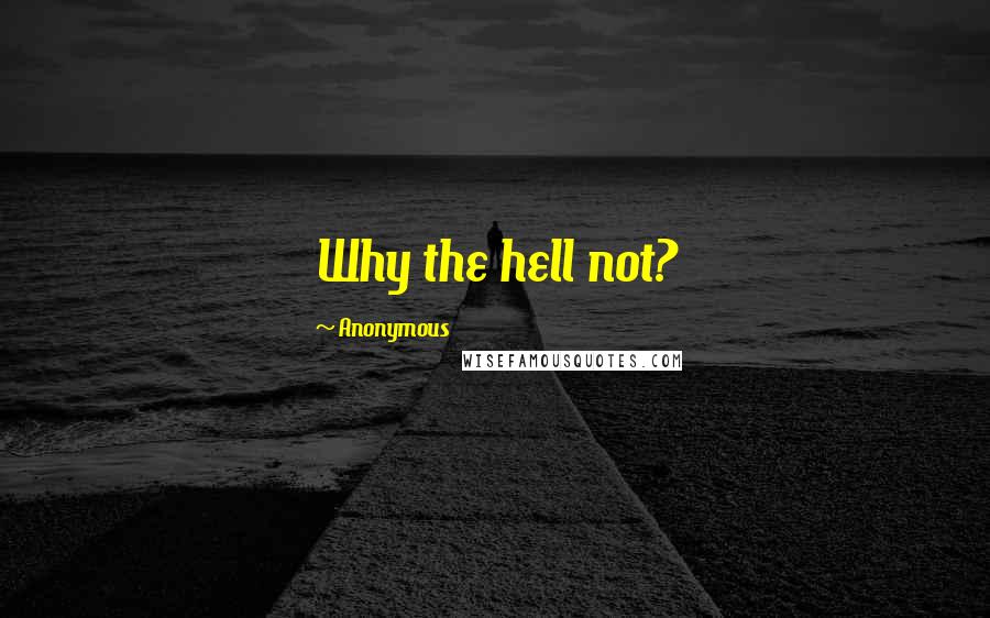 Anonymous Quotes: Why the hell not?