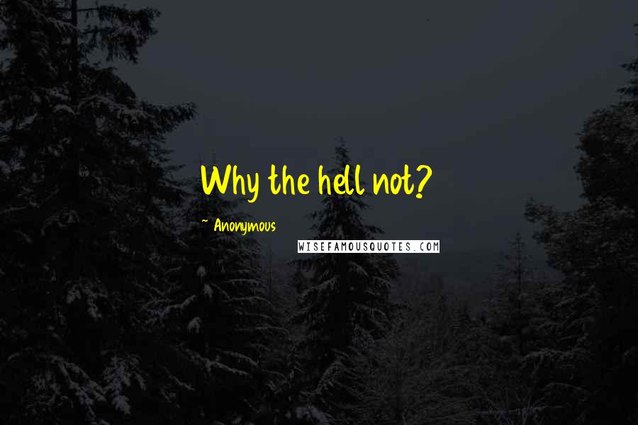 Anonymous Quotes: Why the hell not?