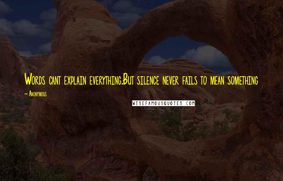 Anonymous Quotes: Words cant explain everything.But silence never fails to mean something