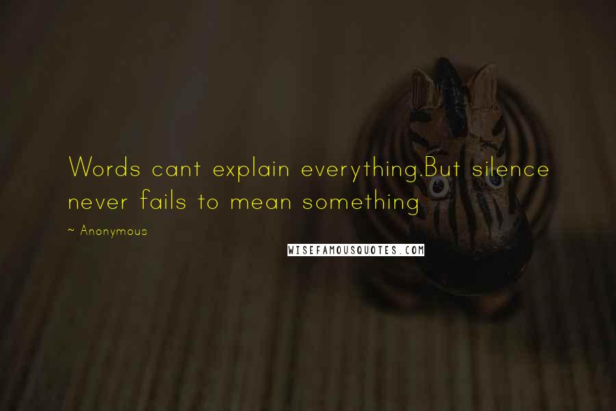 Anonymous Quotes: Words cant explain everything.But silence never fails to mean something