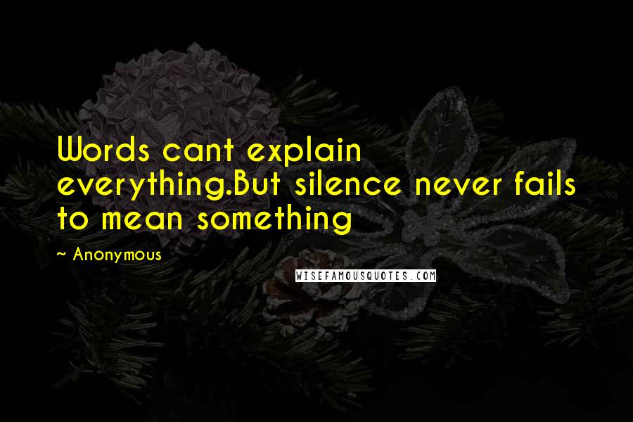 Anonymous Quotes: Words cant explain everything.But silence never fails to mean something