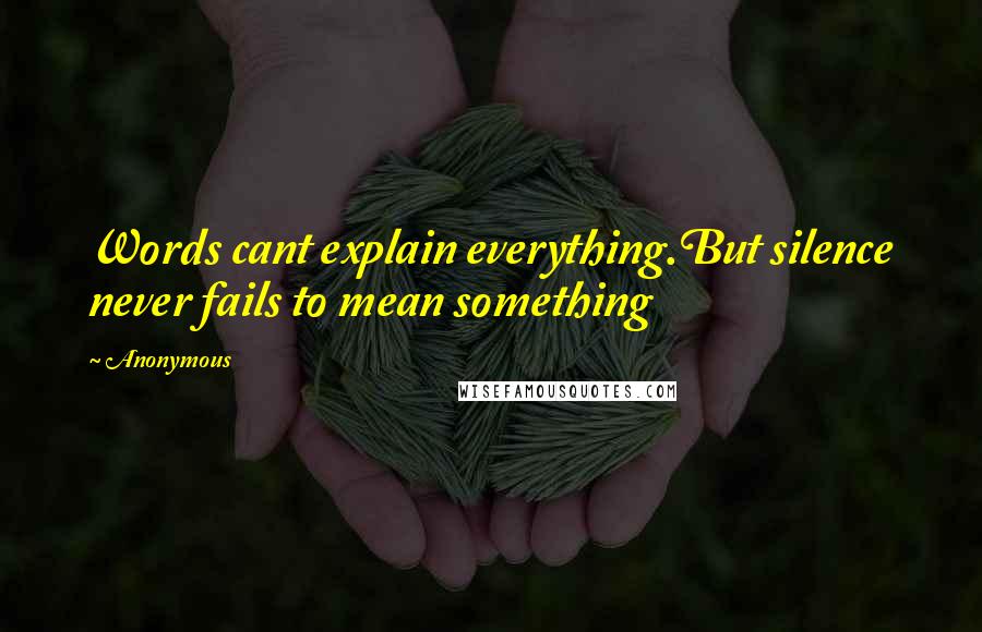 Anonymous Quotes: Words cant explain everything.But silence never fails to mean something