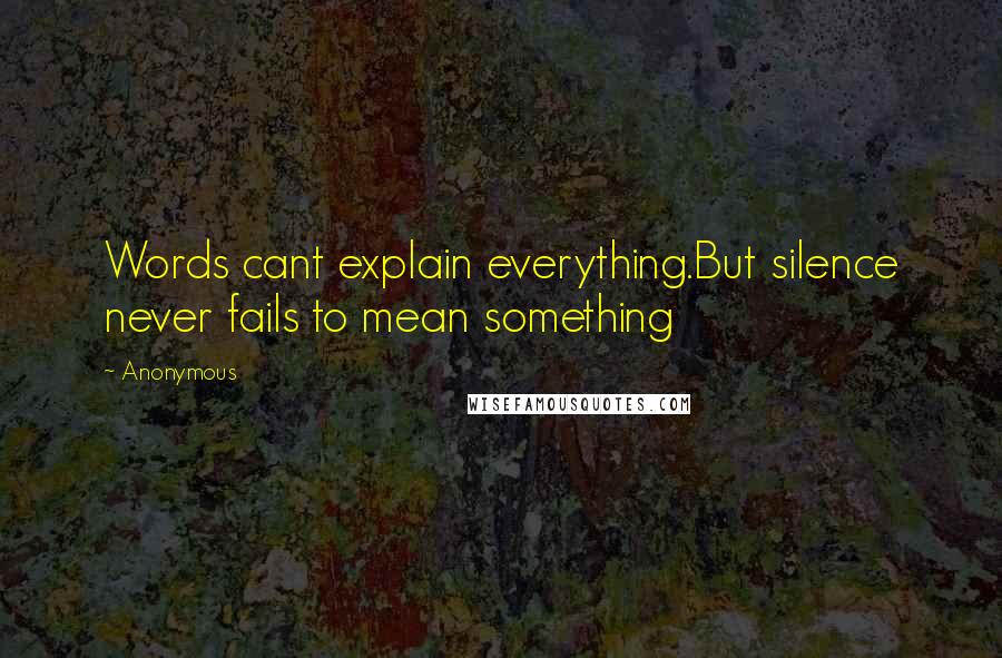 Anonymous Quotes: Words cant explain everything.But silence never fails to mean something