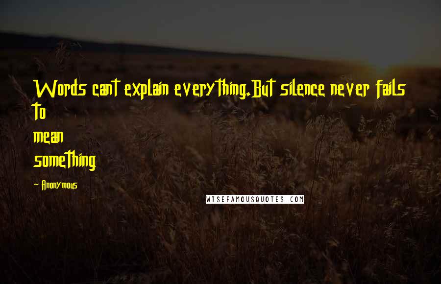 Anonymous Quotes: Words cant explain everything.But silence never fails to mean something