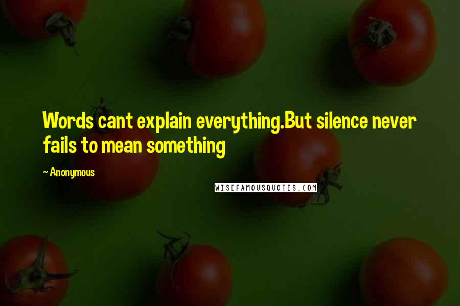 Anonymous Quotes: Words cant explain everything.But silence never fails to mean something