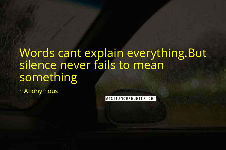 Anonymous Quotes: Words cant explain everything.But silence never fails to mean something