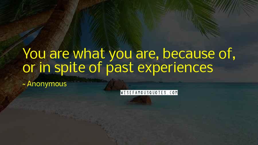 Anonymous Quotes: You are what you are, because of, or in spite of past experiences