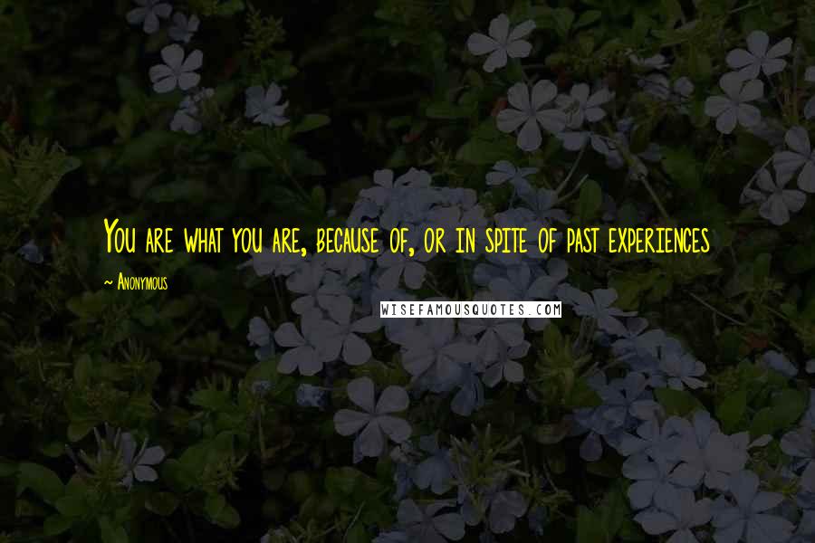 Anonymous Quotes: You are what you are, because of, or in spite of past experiences