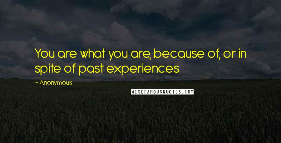 Anonymous Quotes: You are what you are, because of, or in spite of past experiences