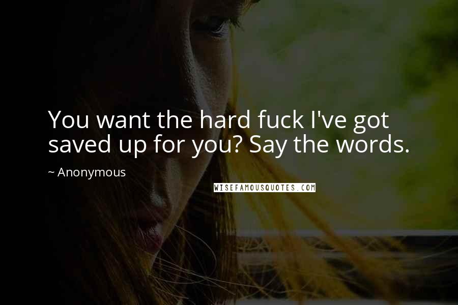 Anonymous Quotes: You want the hard fuck I've got saved up for you? Say the words.