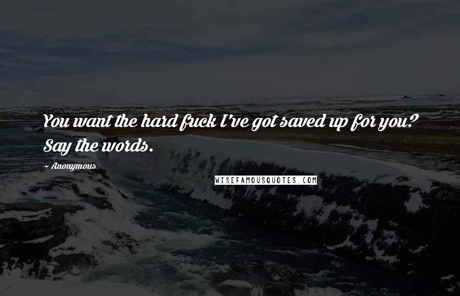 Anonymous Quotes: You want the hard fuck I've got saved up for you? Say the words.