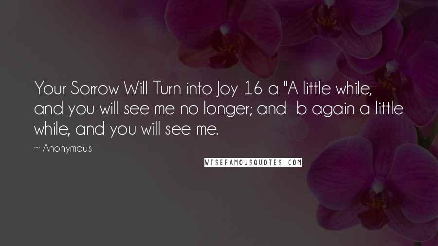 Anonymous Quotes: Your Sorrow Will Turn into Joy 16 a "A little while, and you will see me no longer; and  b again a little while, and you will see me.