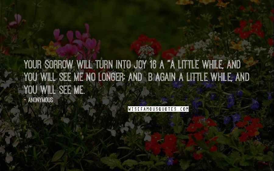 Anonymous Quotes: Your Sorrow Will Turn into Joy 16 a "A little while, and you will see me no longer; and  b again a little while, and you will see me.