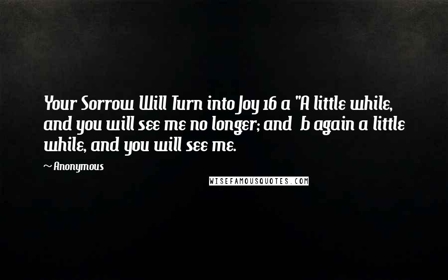 Anonymous Quotes: Your Sorrow Will Turn into Joy 16 a "A little while, and you will see me no longer; and  b again a little while, and you will see me.