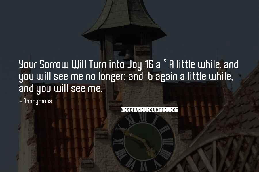 Anonymous Quotes: Your Sorrow Will Turn into Joy 16 a "A little while, and you will see me no longer; and  b again a little while, and you will see me.