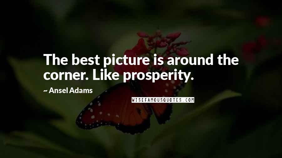 Ansel Adams Quotes: The best picture is around the corner. Like prosperity.