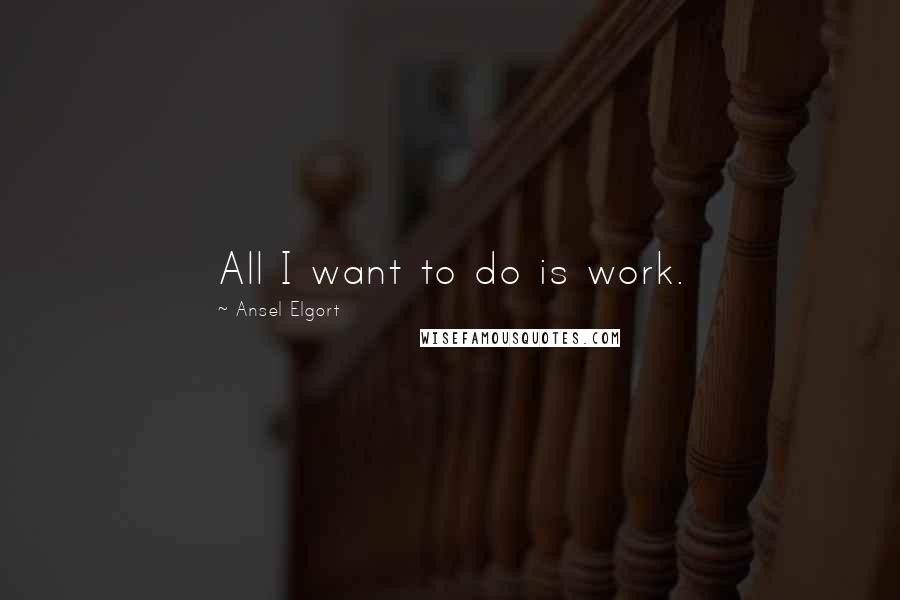 Ansel Elgort Quotes: All I want to do is work.