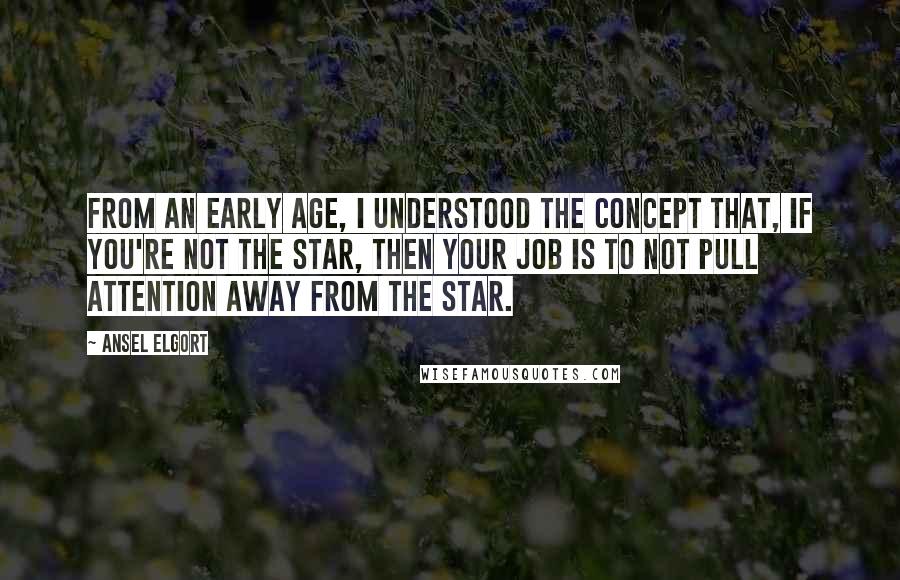 Ansel Elgort Quotes: From an early age, I understood the concept that, if you're not the star, then your job is to not pull attention away from the star.