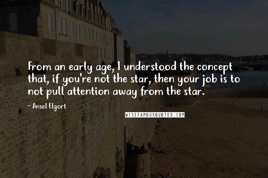 Ansel Elgort Quotes: From an early age, I understood the concept that, if you're not the star, then your job is to not pull attention away from the star.