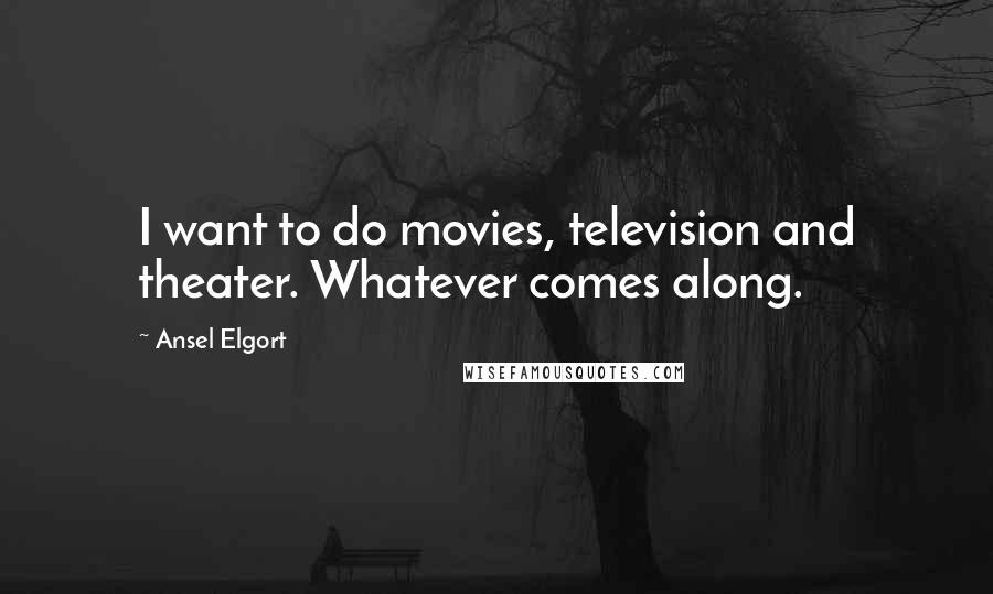 Ansel Elgort Quotes: I want to do movies, television and theater. Whatever comes along.