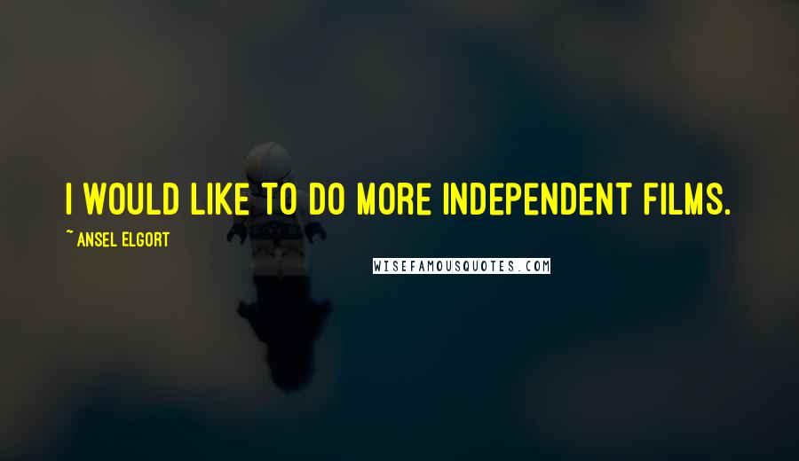 Ansel Elgort Quotes: I would like to do more independent films.