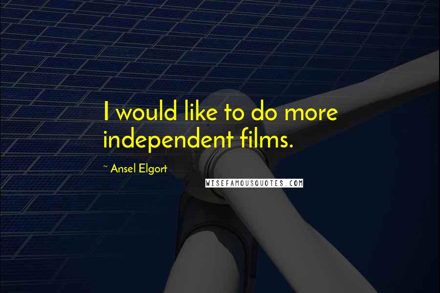Ansel Elgort Quotes: I would like to do more independent films.
