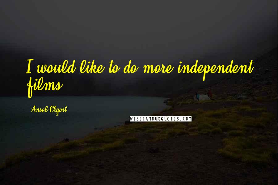Ansel Elgort Quotes: I would like to do more independent films.