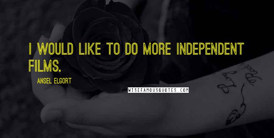Ansel Elgort Quotes: I would like to do more independent films.