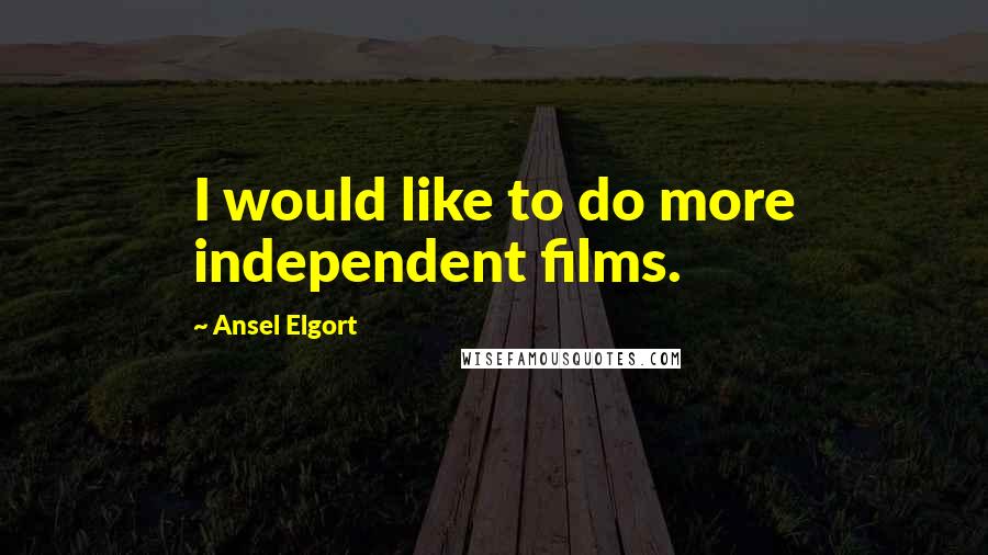 Ansel Elgort Quotes: I would like to do more independent films.