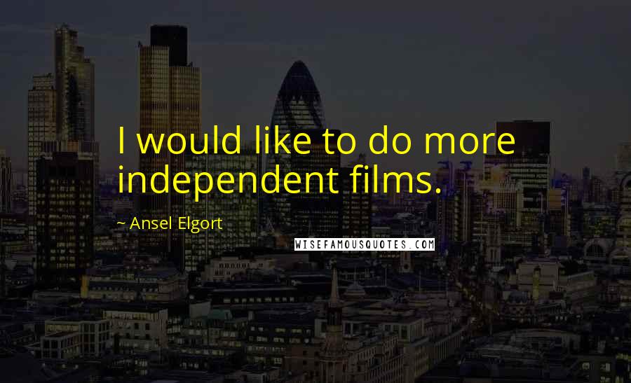 Ansel Elgort Quotes: I would like to do more independent films.