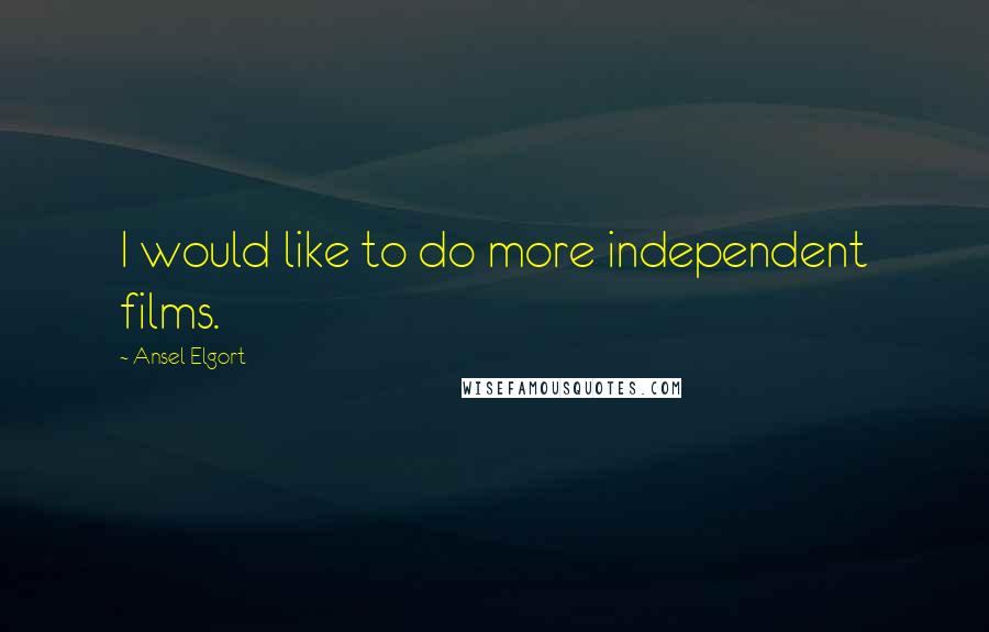 Ansel Elgort Quotes: I would like to do more independent films.