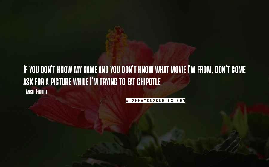 Ansel Elgort Quotes: If you don't know my name and you don't know what movie I'm from, don't come ask for a picture while I'm trying to eat chipotle