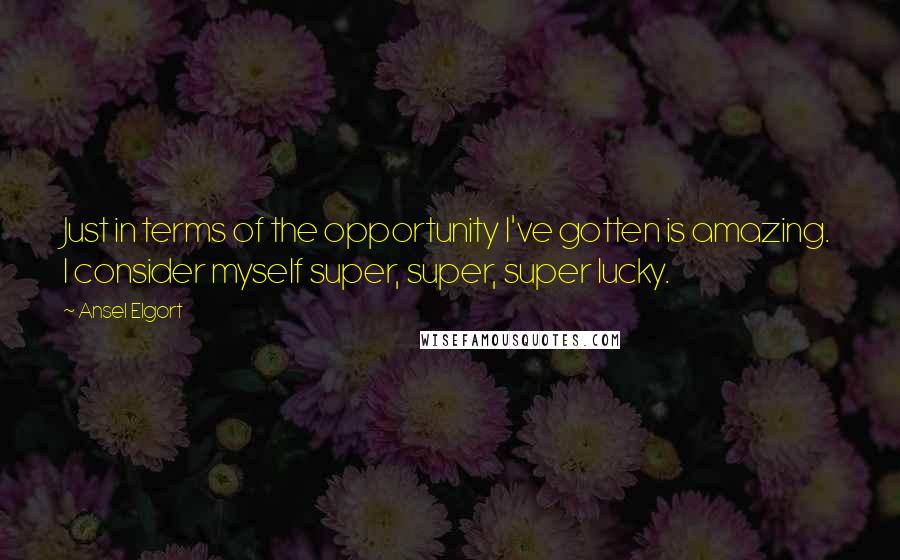 Ansel Elgort Quotes: Just in terms of the opportunity I've gotten is amazing. I consider myself super, super, super lucky.