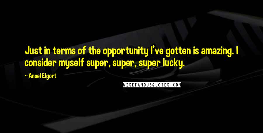 Ansel Elgort Quotes: Just in terms of the opportunity I've gotten is amazing. I consider myself super, super, super lucky.