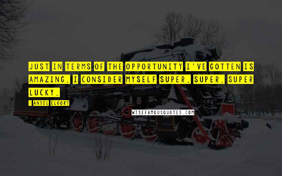 Ansel Elgort Quotes: Just in terms of the opportunity I've gotten is amazing. I consider myself super, super, super lucky.