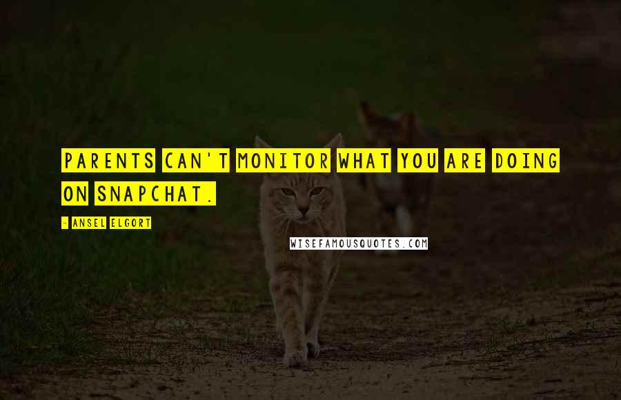Ansel Elgort Quotes: Parents can't monitor what you are doing on Snapchat.