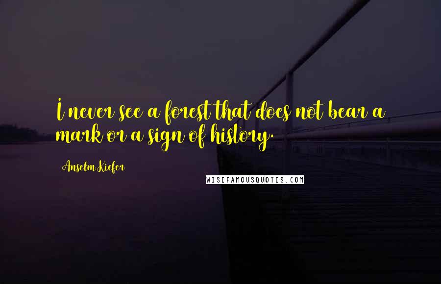Anselm Kiefer Quotes: I never see a forest that does not bear a mark or a sign of history.