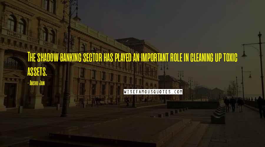 Anshu Jain Quotes: The shadow banking sector has played an important role in cleaning up toxic assets.
