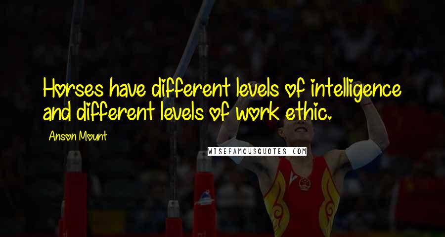 Anson Mount Quotes: Horses have different levels of intelligence and different levels of work ethic.