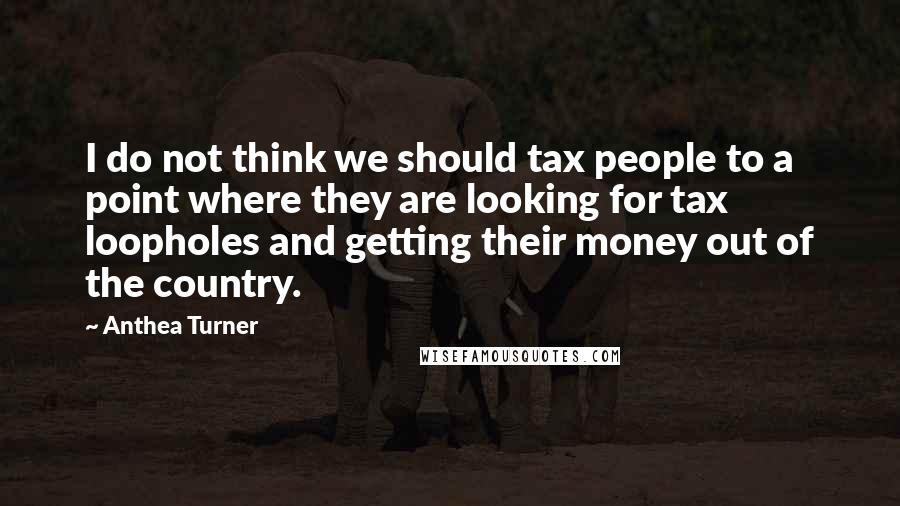 Anthea Turner Quotes: I do not think we should tax people to a point where they are looking for tax loopholes and getting their money out of the country.