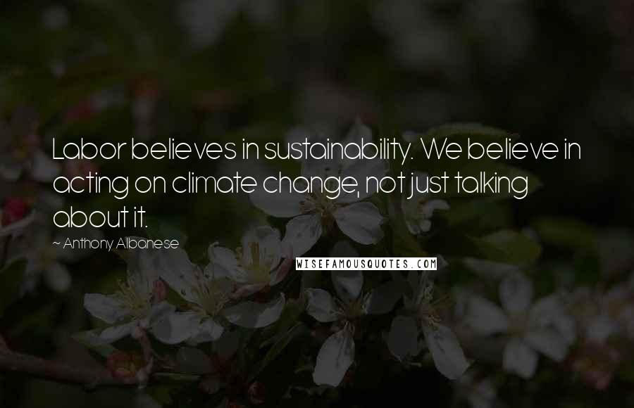 Anthony Albanese Quotes: Labor believes in sustainability. We believe in acting on climate change, not just talking about it.